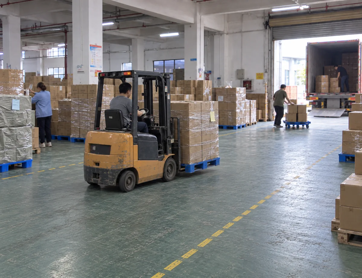 Finished goods in the warehouse prepared for dispatch