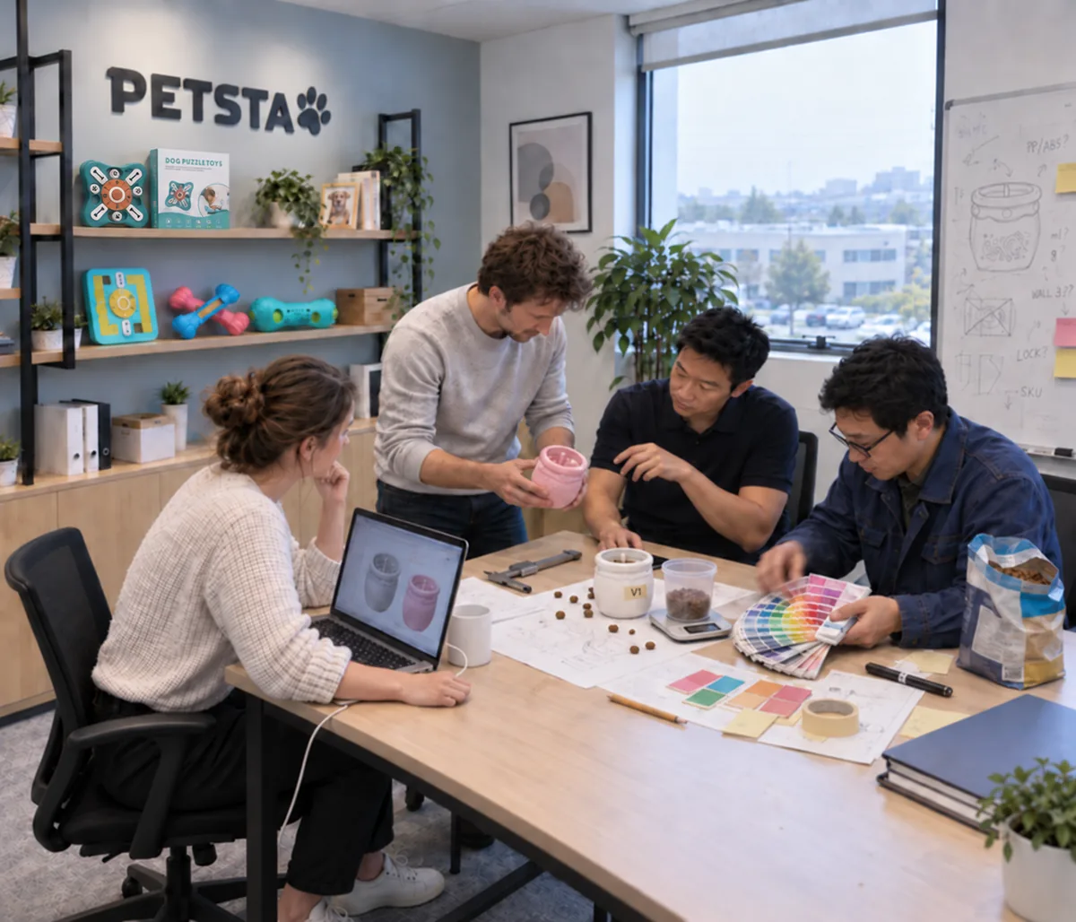 Seller and product team discussing the next pet product opportunity